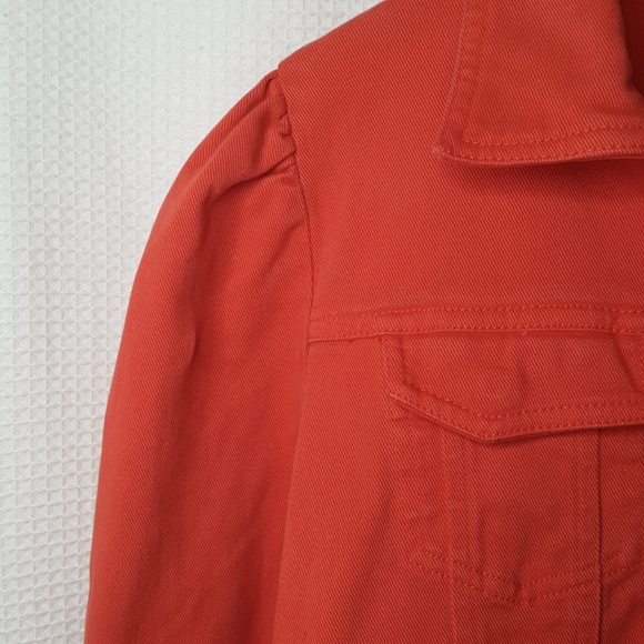 NWT Guess Girls 8-10 Red Orange Cropped Denim Jean Jacket - Picture 6 of 8